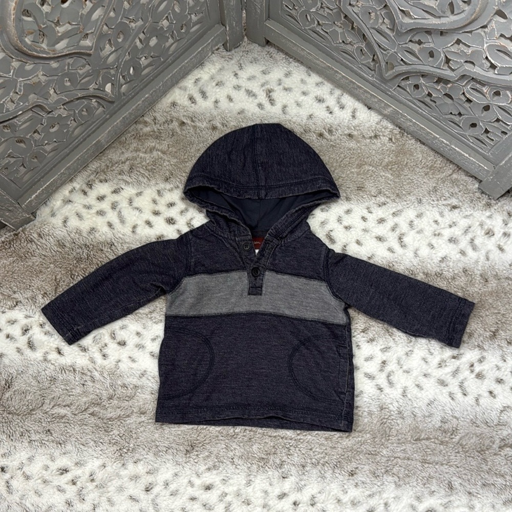 Tea Collection pull over hoodie baby boys 6-12 months preppy stripes coastal